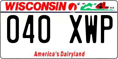 WI license plate 040XWP