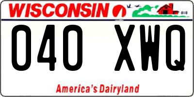 WI license plate 040XWQ