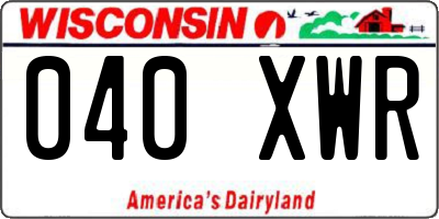 WI license plate 040XWR