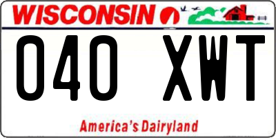 WI license plate 040XWT