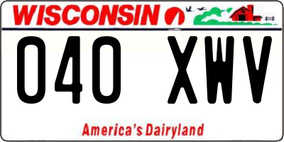 WI license plate 040XWV