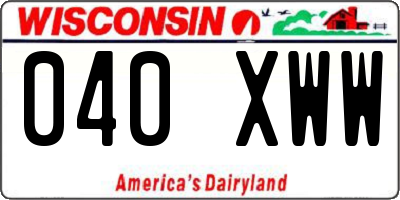 WI license plate 040XWW