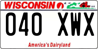 WI license plate 040XWX