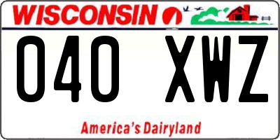 WI license plate 040XWZ