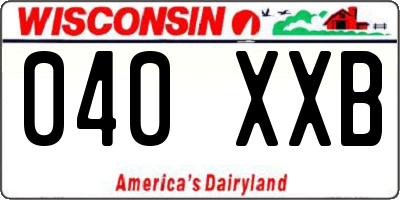 WI license plate 040XXB