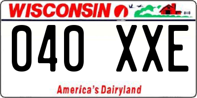 WI license plate 040XXE