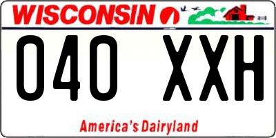 WI license plate 040XXH