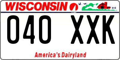 WI license plate 040XXK