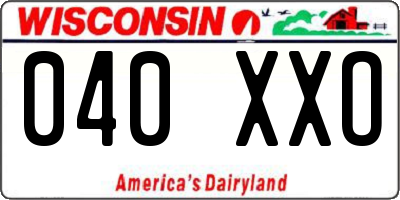 WI license plate 040XXO
