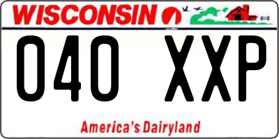 WI license plate 040XXP