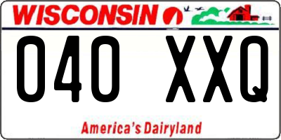 WI license plate 040XXQ
