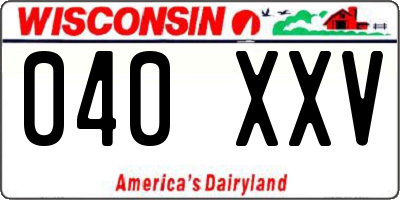 WI license plate 040XXV