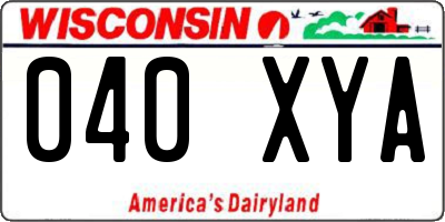 WI license plate 040XYA