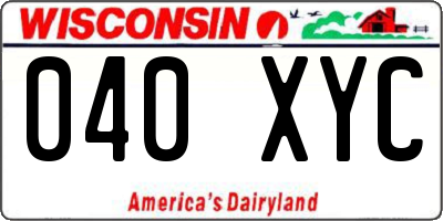 WI license plate 040XYC