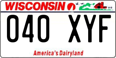 WI license plate 040XYF