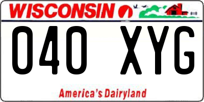 WI license plate 040XYG