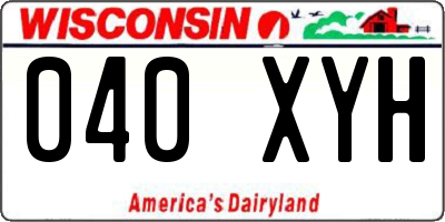 WI license plate 040XYH
