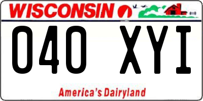 WI license plate 040XYI
