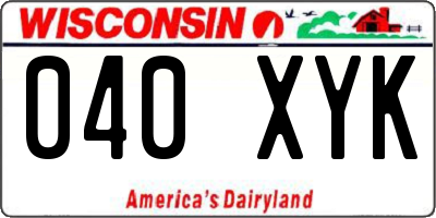 WI license plate 040XYK