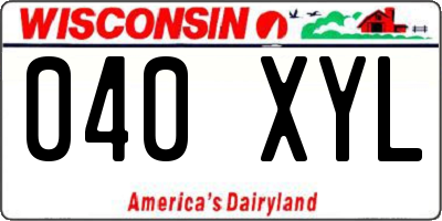 WI license plate 040XYL