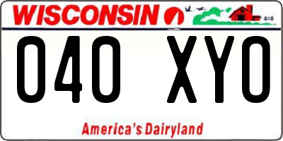 WI license plate 040XYO