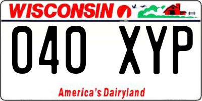 WI license plate 040XYP