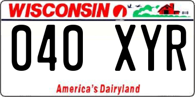 WI license plate 040XYR