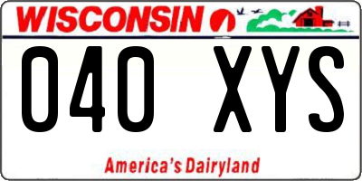 WI license plate 040XYS