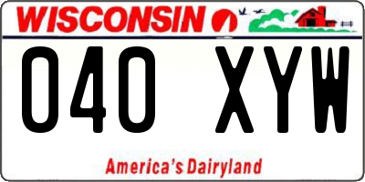 WI license plate 040XYW