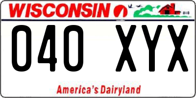 WI license plate 040XYX