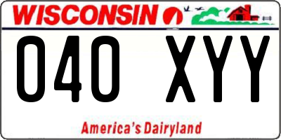 WI license plate 040XYY