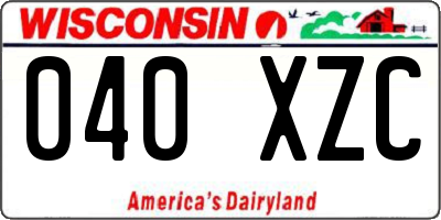 WI license plate 040XZC