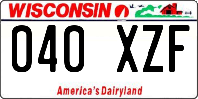 WI license plate 040XZF
