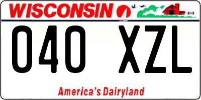WI license plate 040XZL