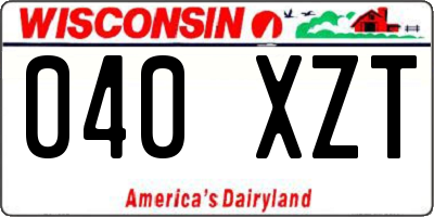 WI license plate 040XZT