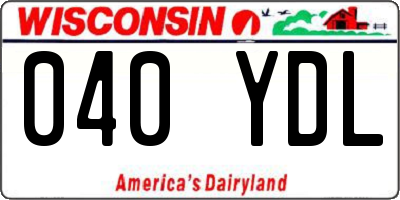 WI license plate 040YDL