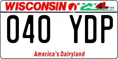 WI license plate 040YDP