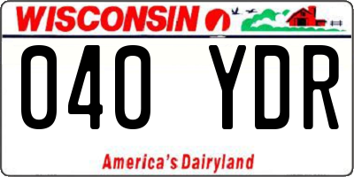 WI license plate 040YDR