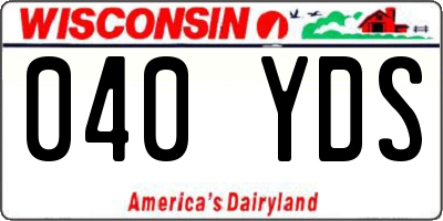 WI license plate 040YDS