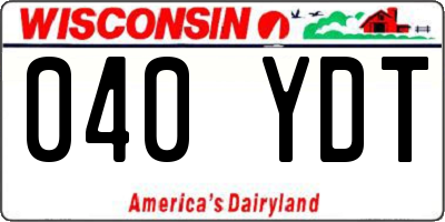 WI license plate 040YDT