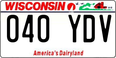 WI license plate 040YDV