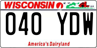 WI license plate 040YDW