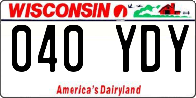 WI license plate 040YDY