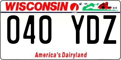 WI license plate 040YDZ