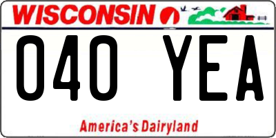 WI license plate 040YEA