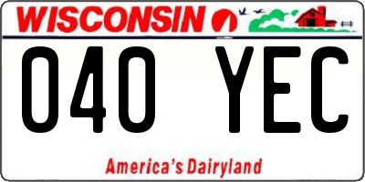 WI license plate 040YEC