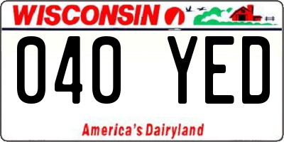 WI license plate 040YED