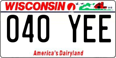 WI license plate 040YEE