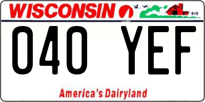 WI license plate 040YEF