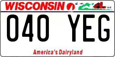 WI license plate 040YEG